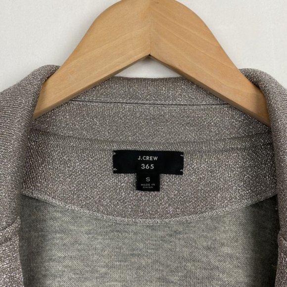 Rare J.Crew S Sophie Open Front Sweater Blazer Silver Metallic - Picture 3 of 12